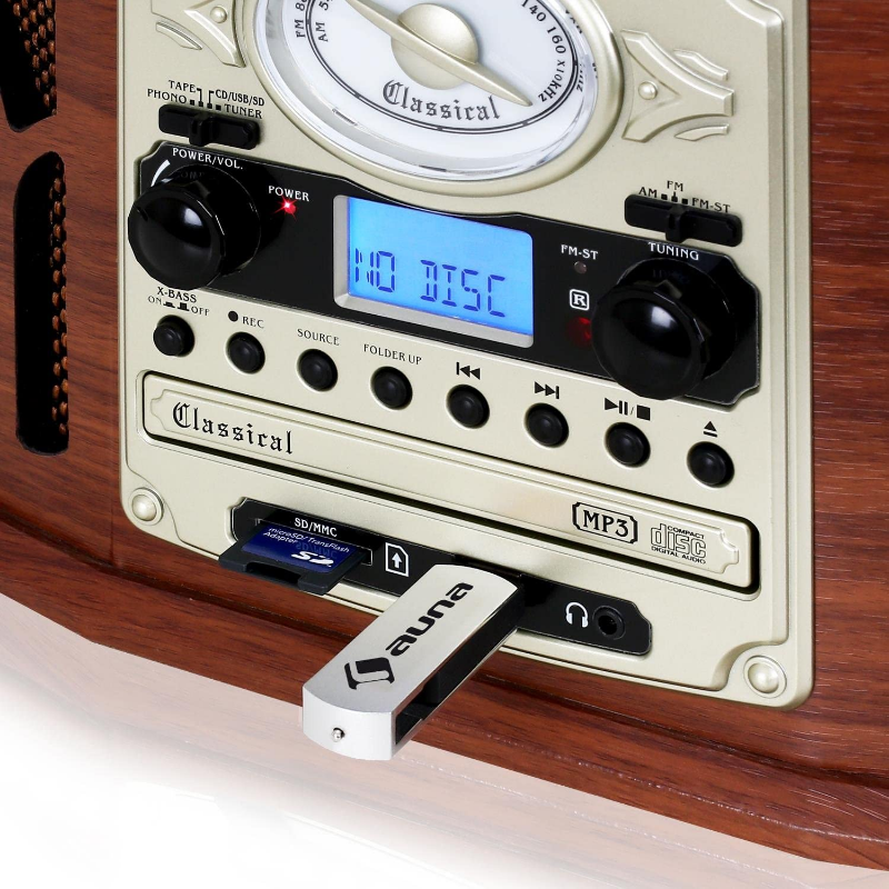 El tocadiscos NR-620 de Auna graba y reproduce MP3 desde USB y tarjeta SD